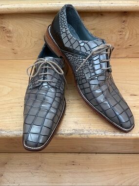 Stacy Adams|Triolo Croc/Lizard Print|LaceUp Oxfords Pebble Grey/Black |Size 11.5
